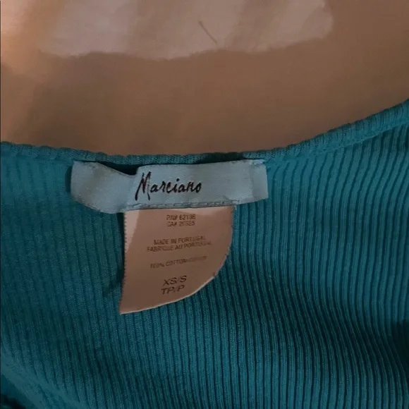 Marciano Teal Lace Trim Tank Top 100% cotton - Picture 2 of 4